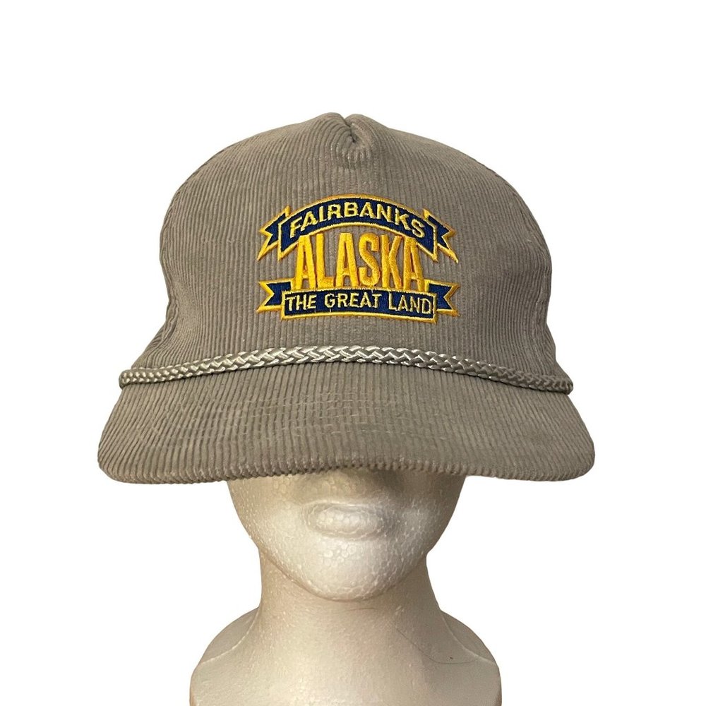 Vintage Corduroy Fairbanks Alaska The Great Land Snapback Baseball Hat Cap Patch